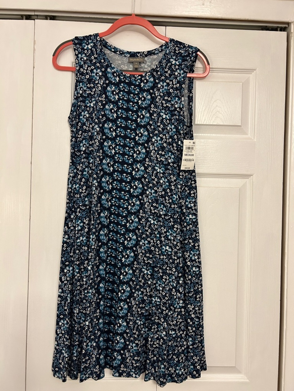 Style & Co. Navy Blue Floral Sleeveless Dress